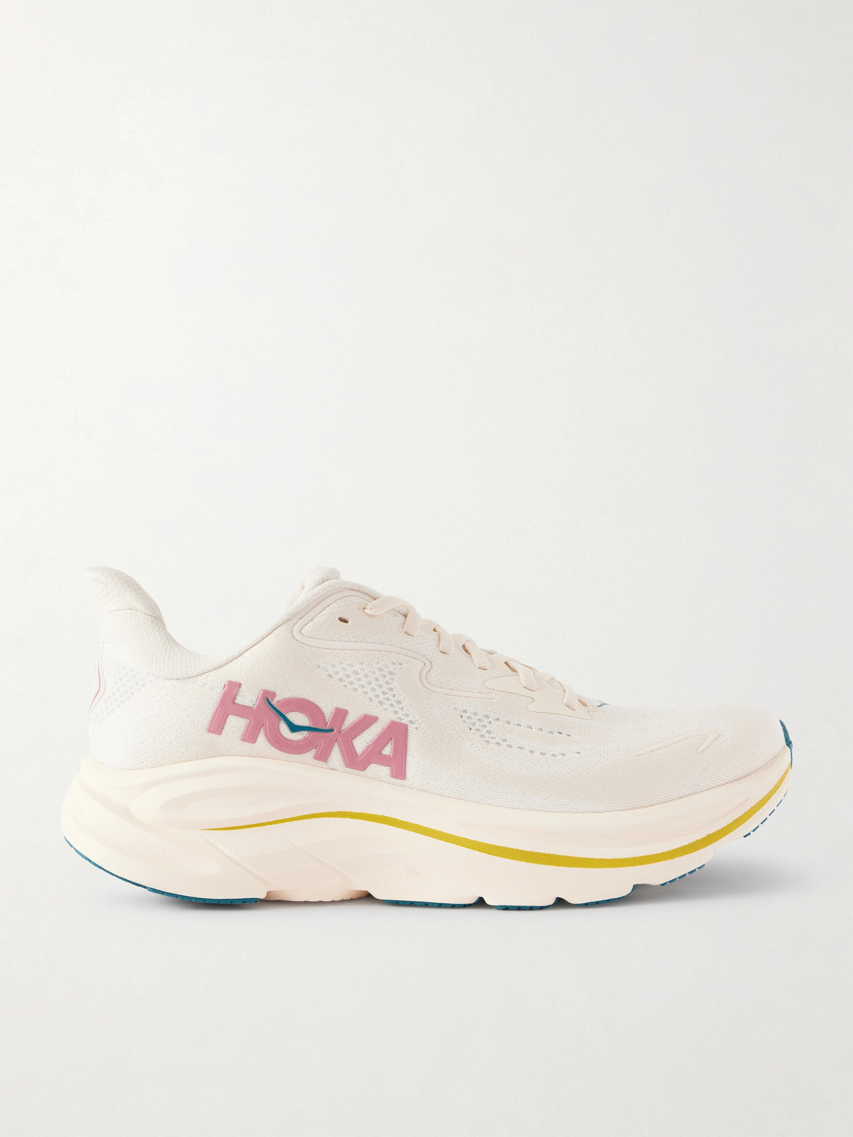 Hoka Clifton 10 Rubber-trimmed Jacquard-mesh Sneakers In Neutral