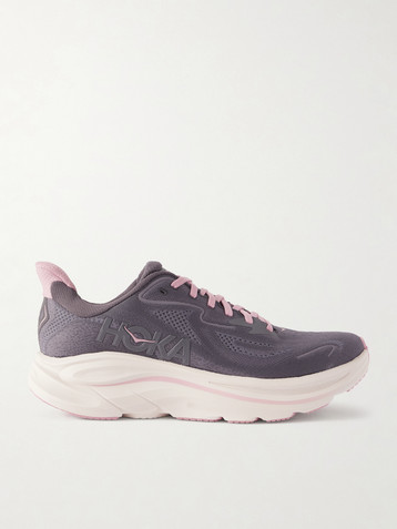 HOKA ONE ONE Clifton 10 rubber-trimmed jacquard-mesh sneakers