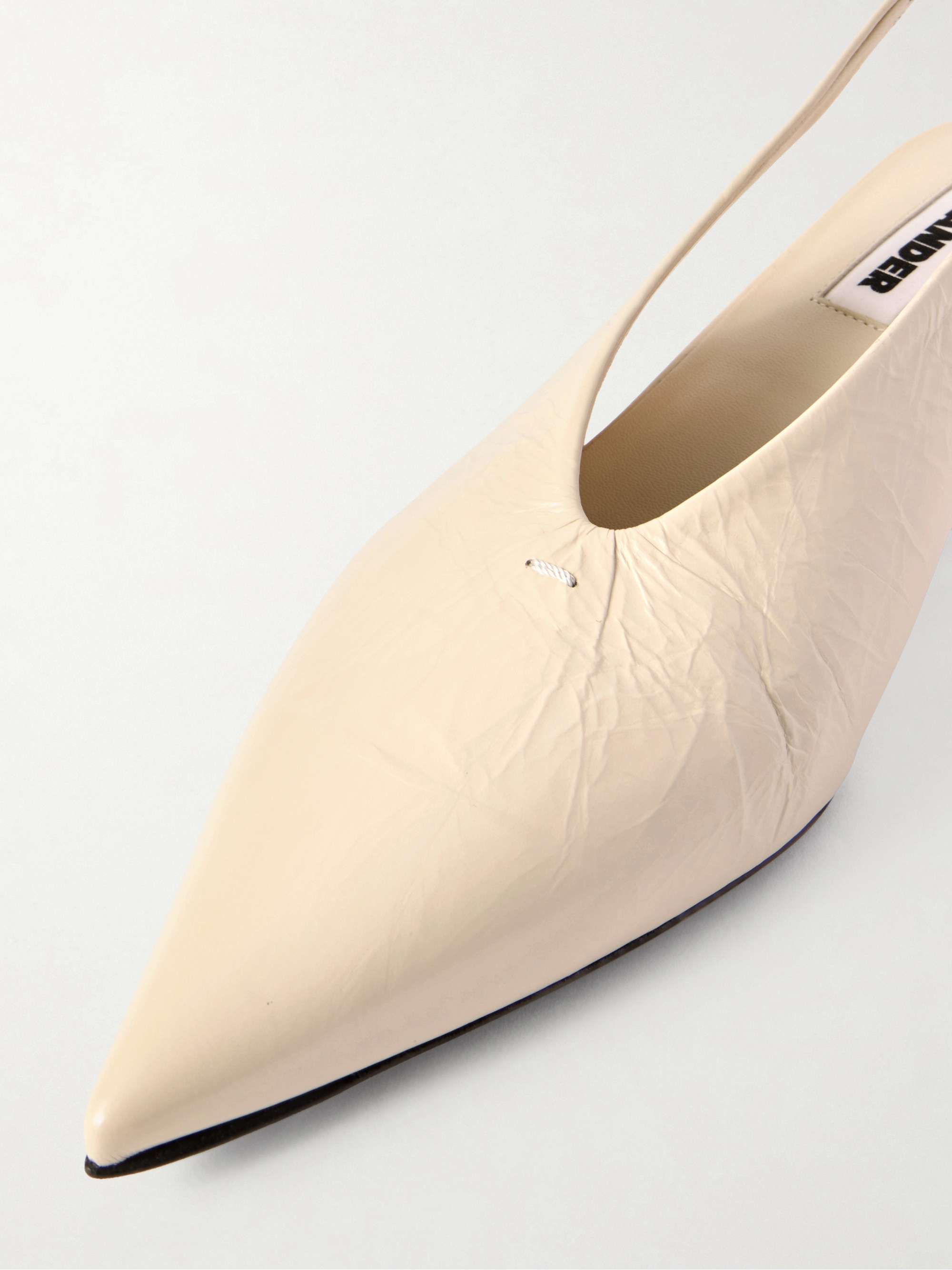 JIL SANDER Crinkled patent-leather slingback pumps | NET-A-PORTER