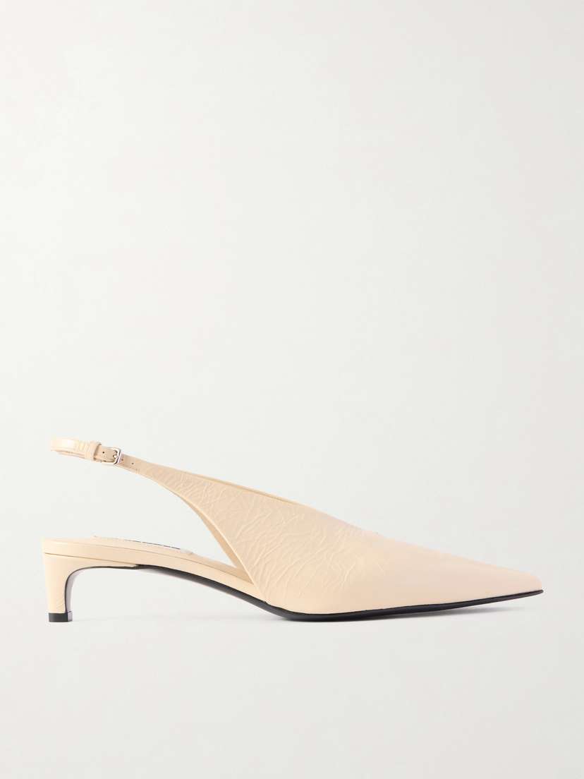 Jil Sander Crinkled Patent-leather Slingback Pumps