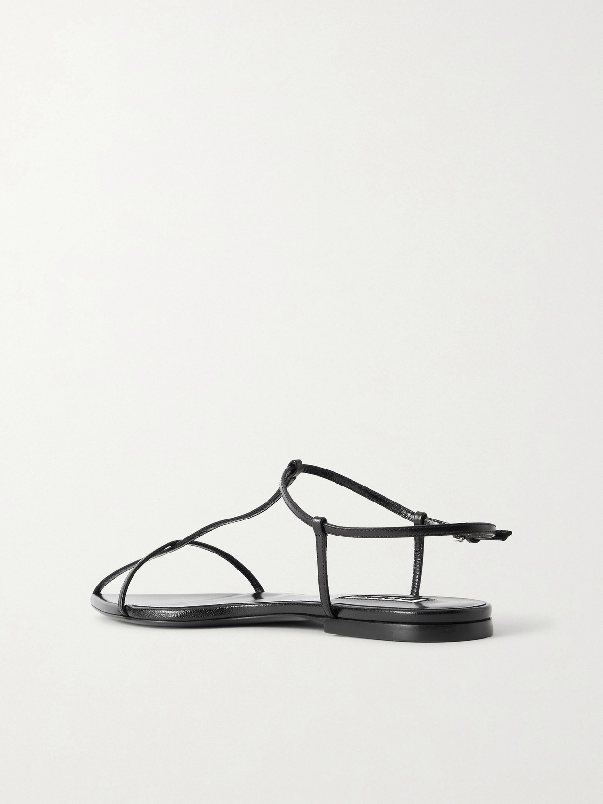 Jil Sander Leather Sandals Flat Sole Pointed Toe In Black
