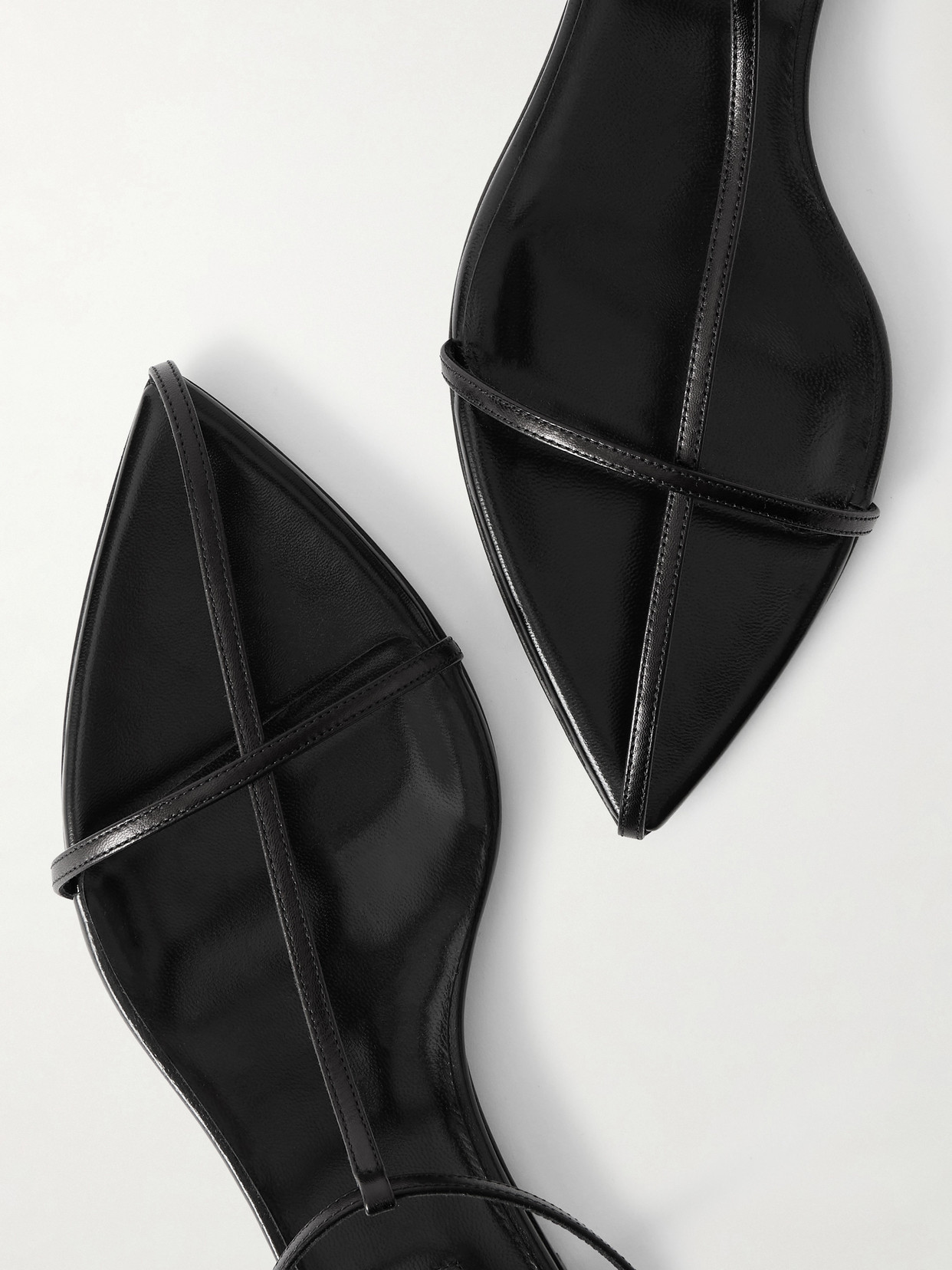 Jil Sander Leather Sandals Flat Sole Pointed Toe In Black