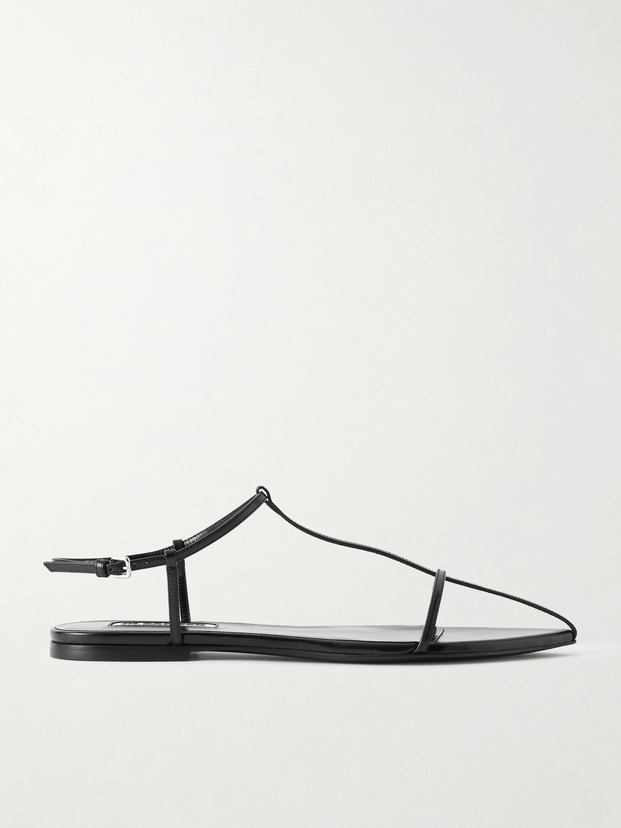Jil Sander Leather Sandals Flat Sole Pointed Toe In Black