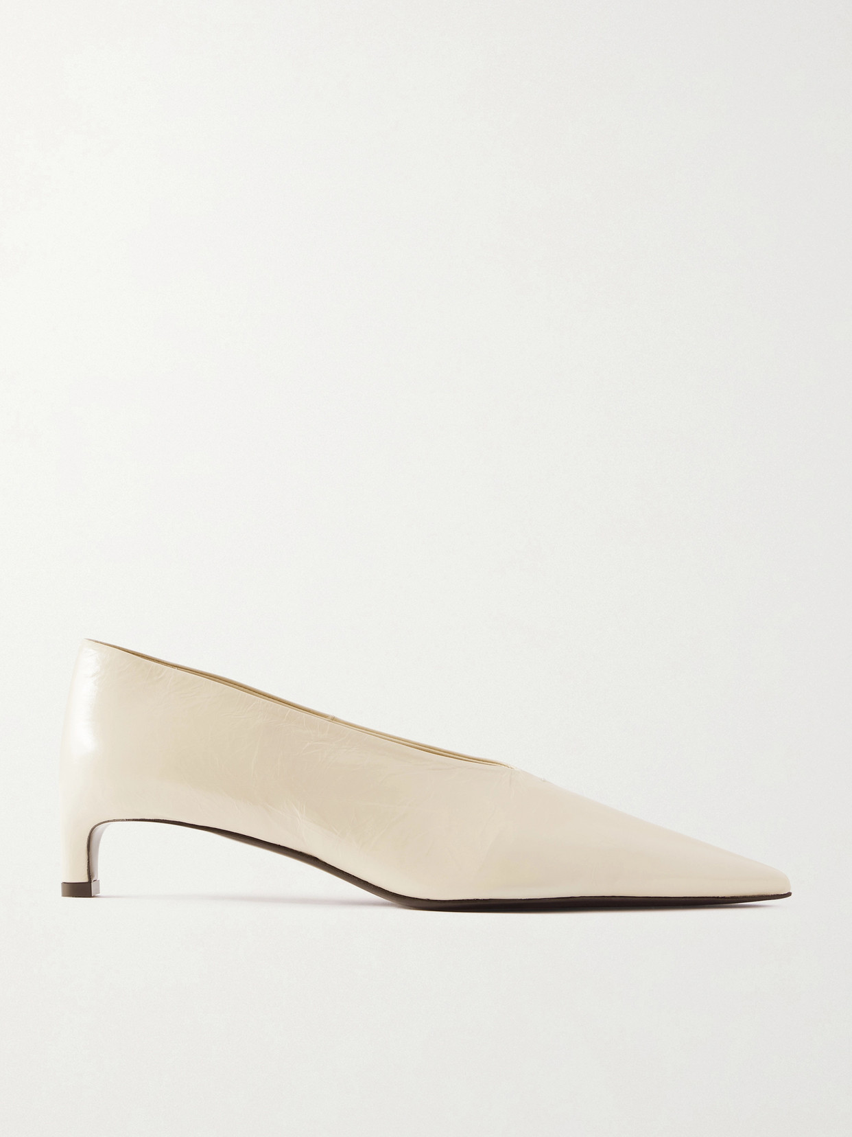Jil Sander Crinkled Patent-leather Pumps In Neutral
