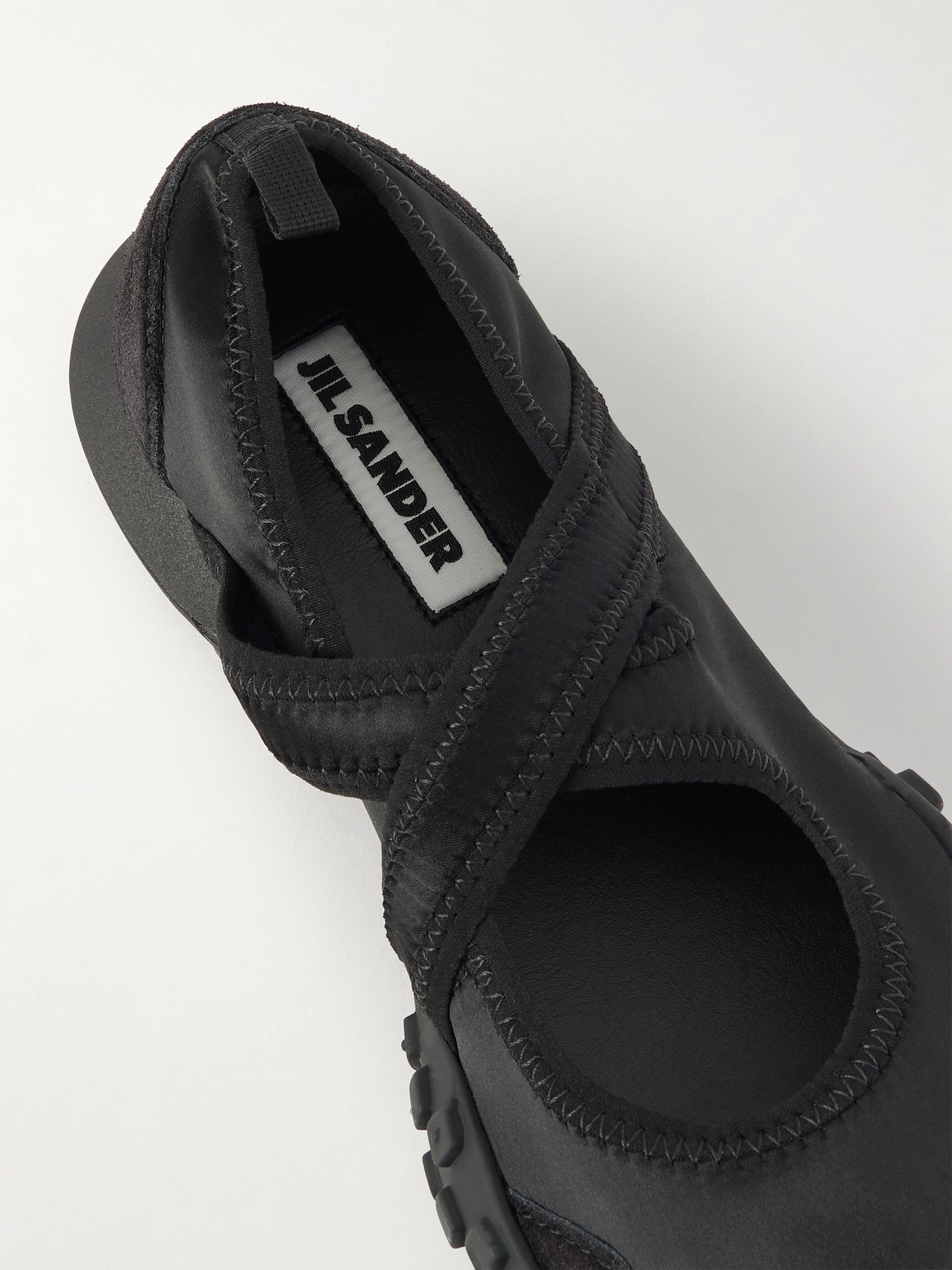 Suede-Trimmed Satin Sneakers