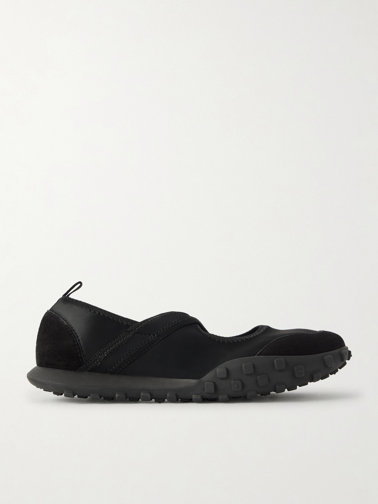 Jil Sander Suede-trimmed Satin Sneakers In Black