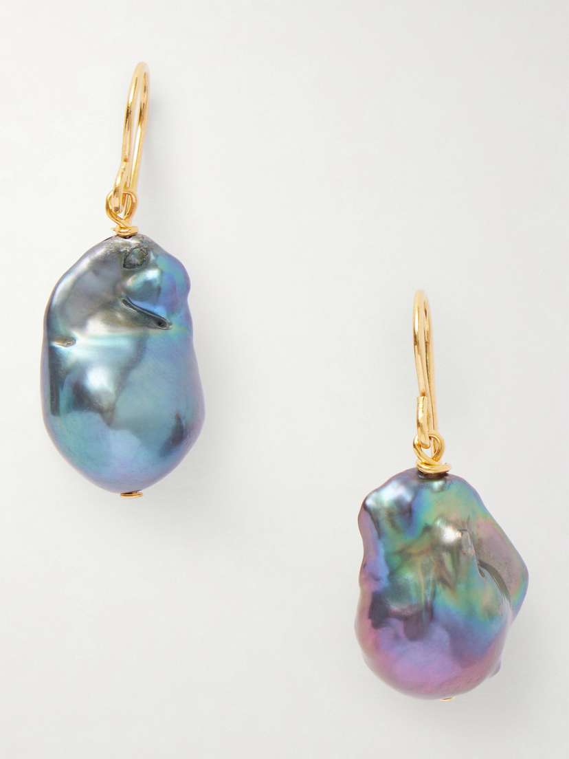 Jil Sander Grainy Gold-tone And Mother-of-pearl Earrings