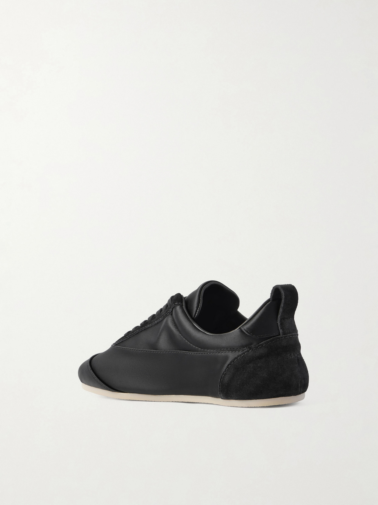 Suede-Trimmed Satin Sneakers