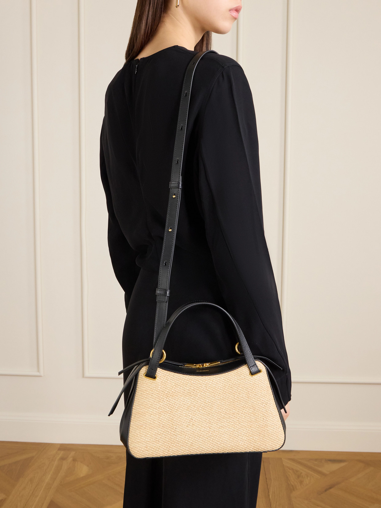 Dune Leather And Raffia Shoulder Bag