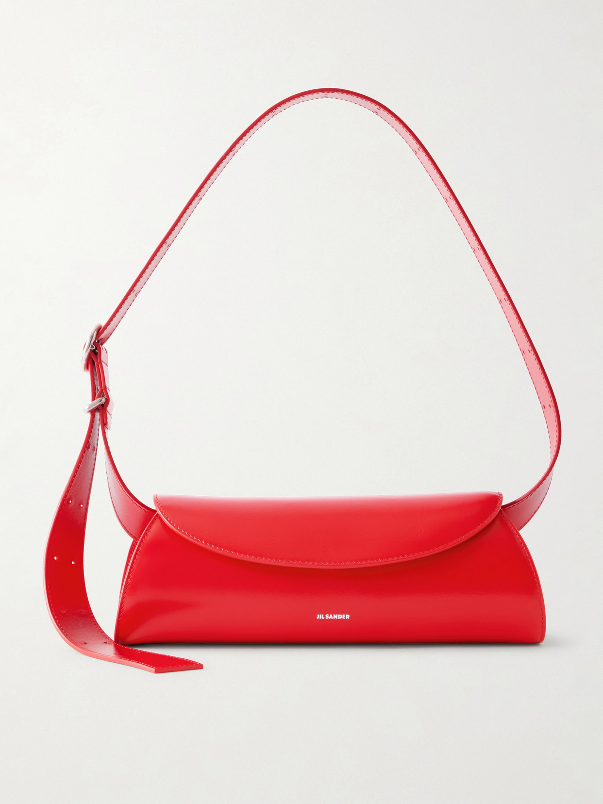 Jil Sander Cannolo Small Leather Shoulder Bag In Red