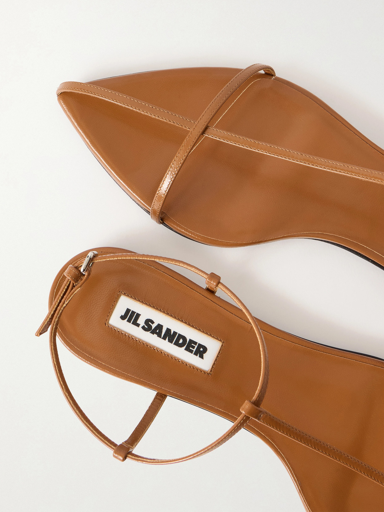 Jil Sander Cage Leather Sandals In Brown