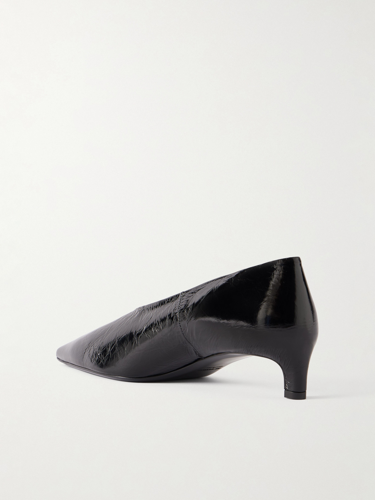 Jil Sander Crinkled Patent-leather Pumps In Black