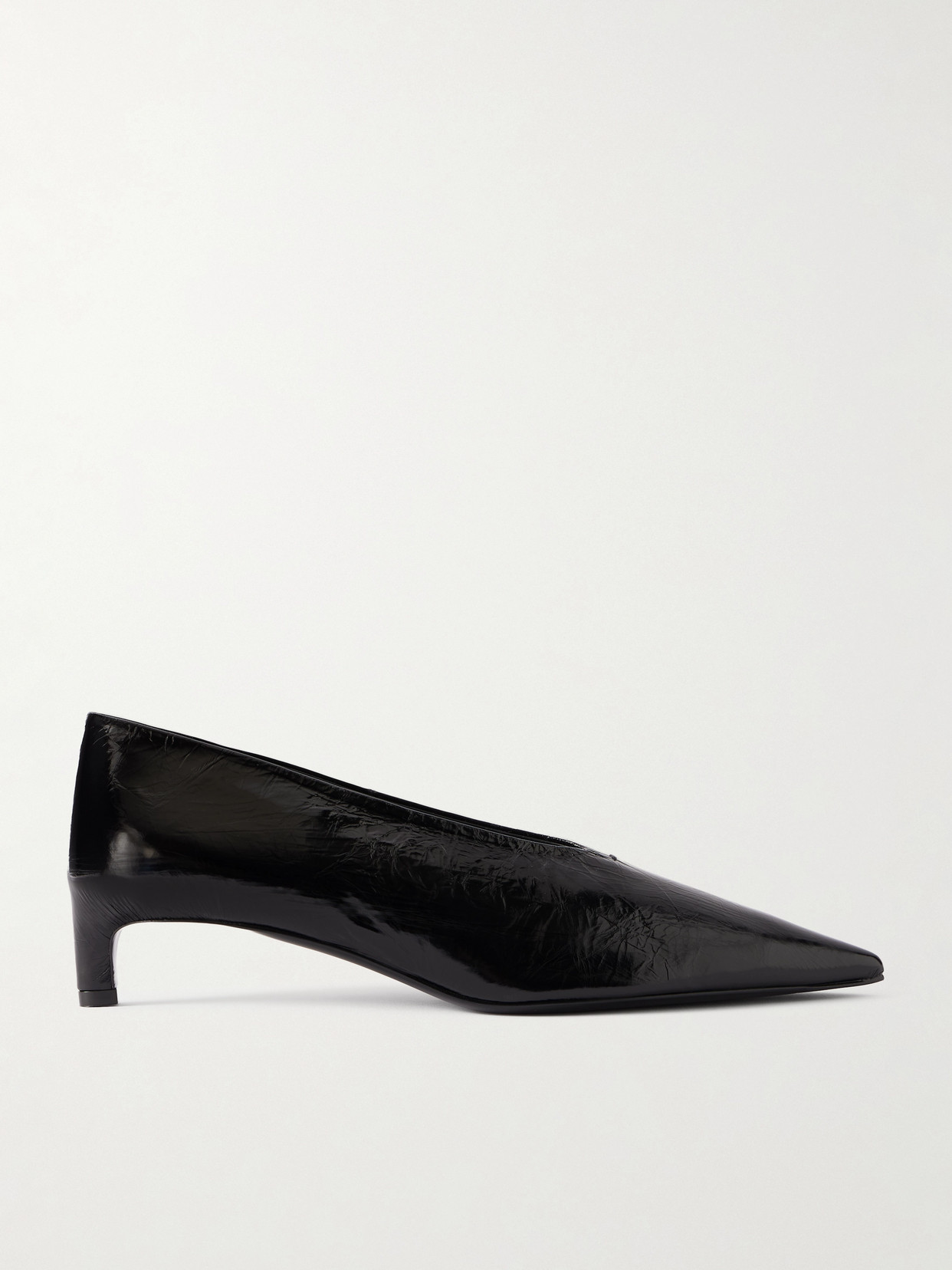 Jil Sander Crinkled Patent-leather Pumps In Black