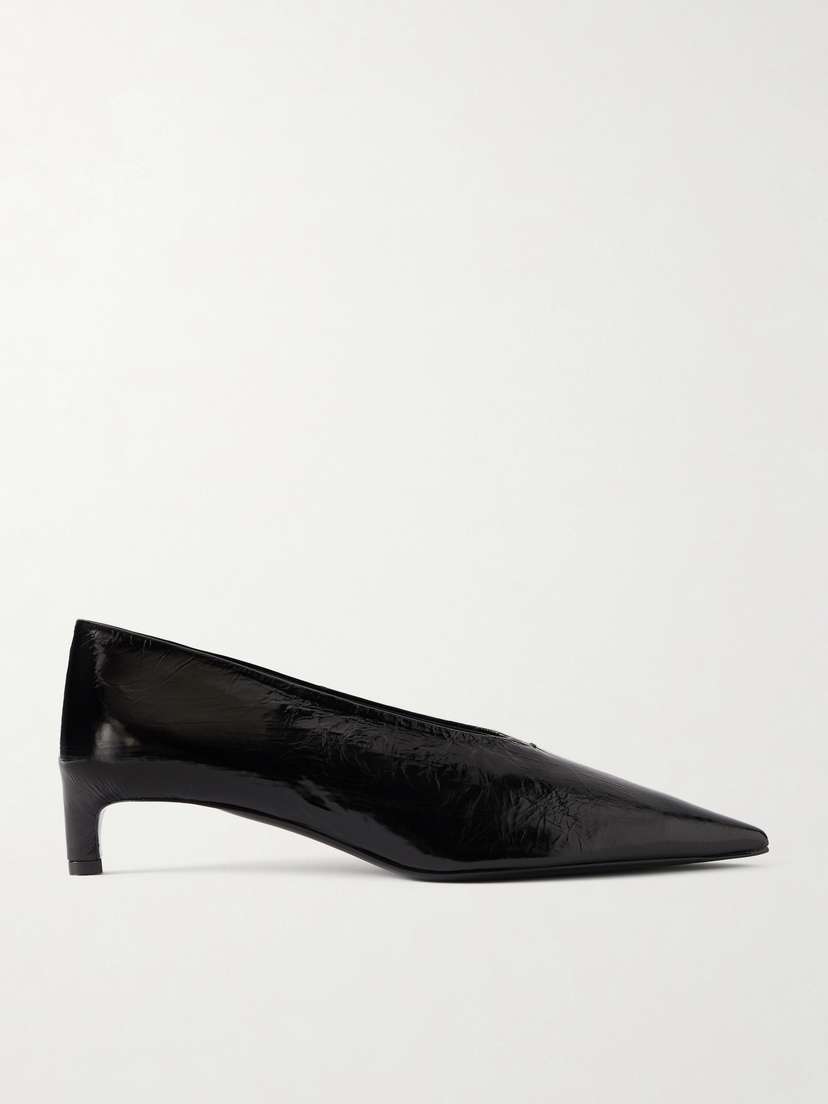 Jil Sander Crinkled Patent-leather Pumps