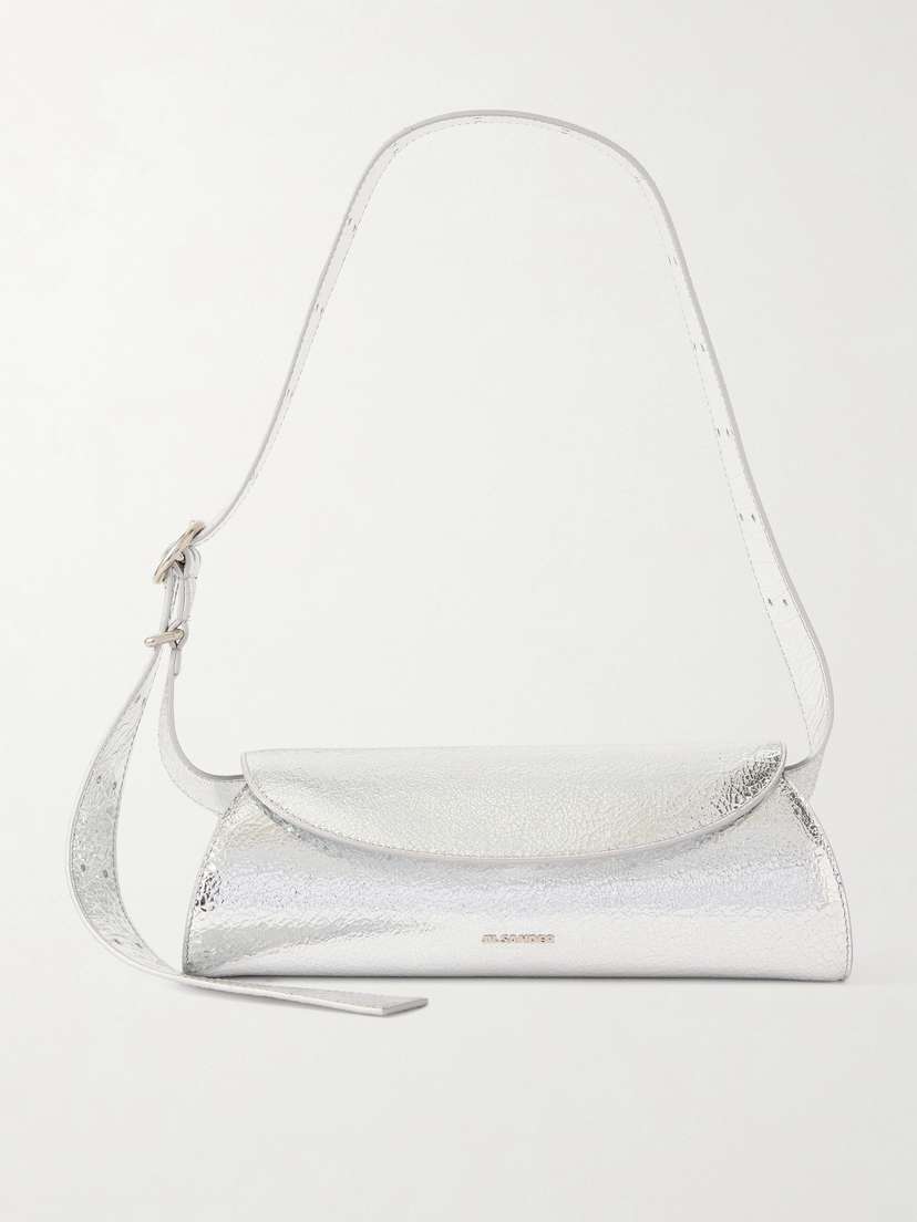 Jil Sander Crinkled Metallic Leather Shoulder Bag