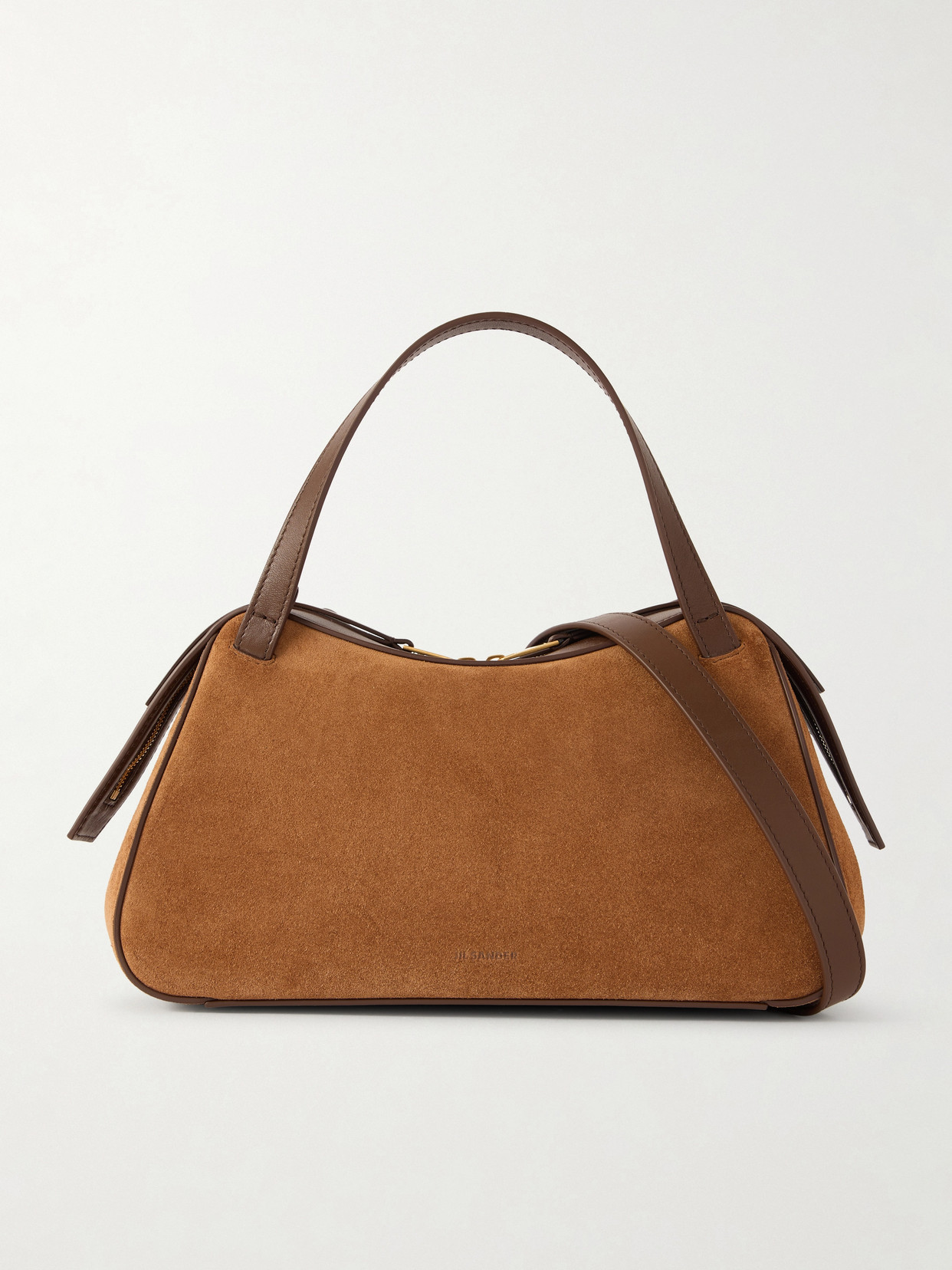 Jil Sander Small Leather-trimmed Suede Shoulder Bag In Brown
