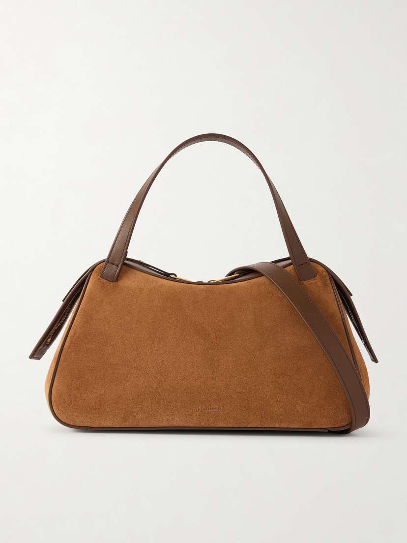 Jil Sander Small Leather-trimmed Suede Shoulder Bag