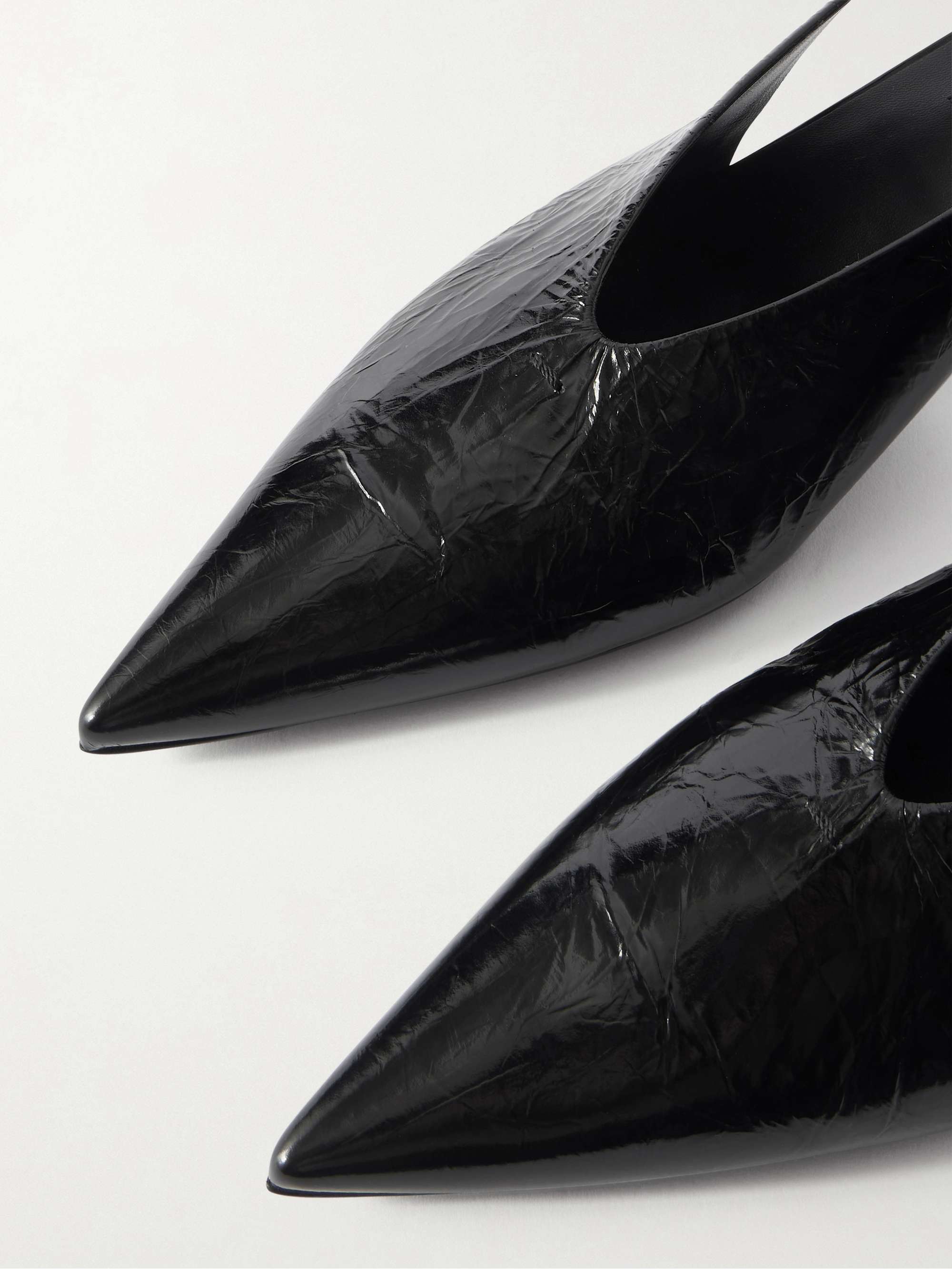JIL SANDER Crinkled patent-leather slingback pumps | NET-A-PORTER