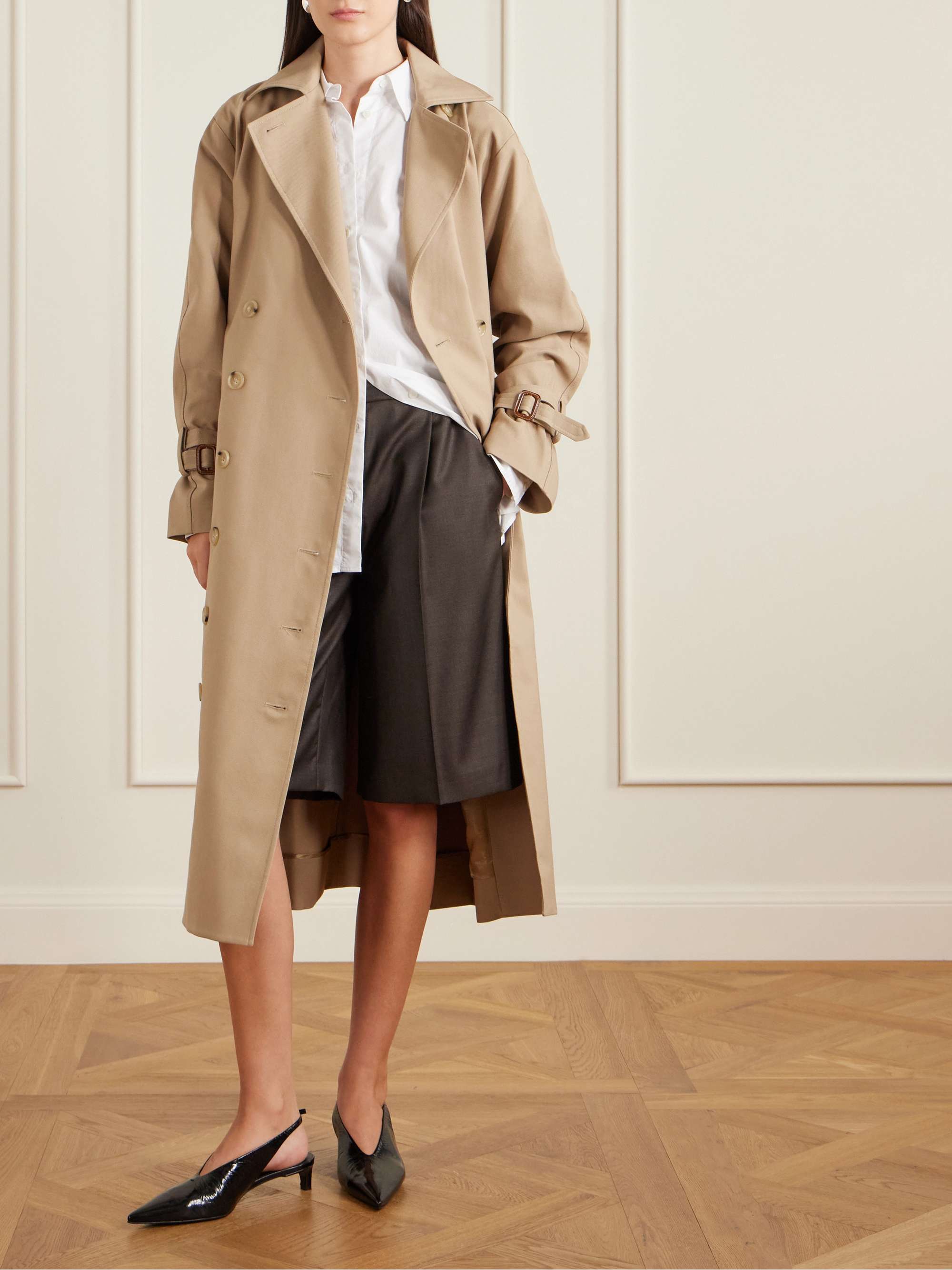 JIL SANDER Crinkled patent-leather slingback pumps | NET-A-PORTER