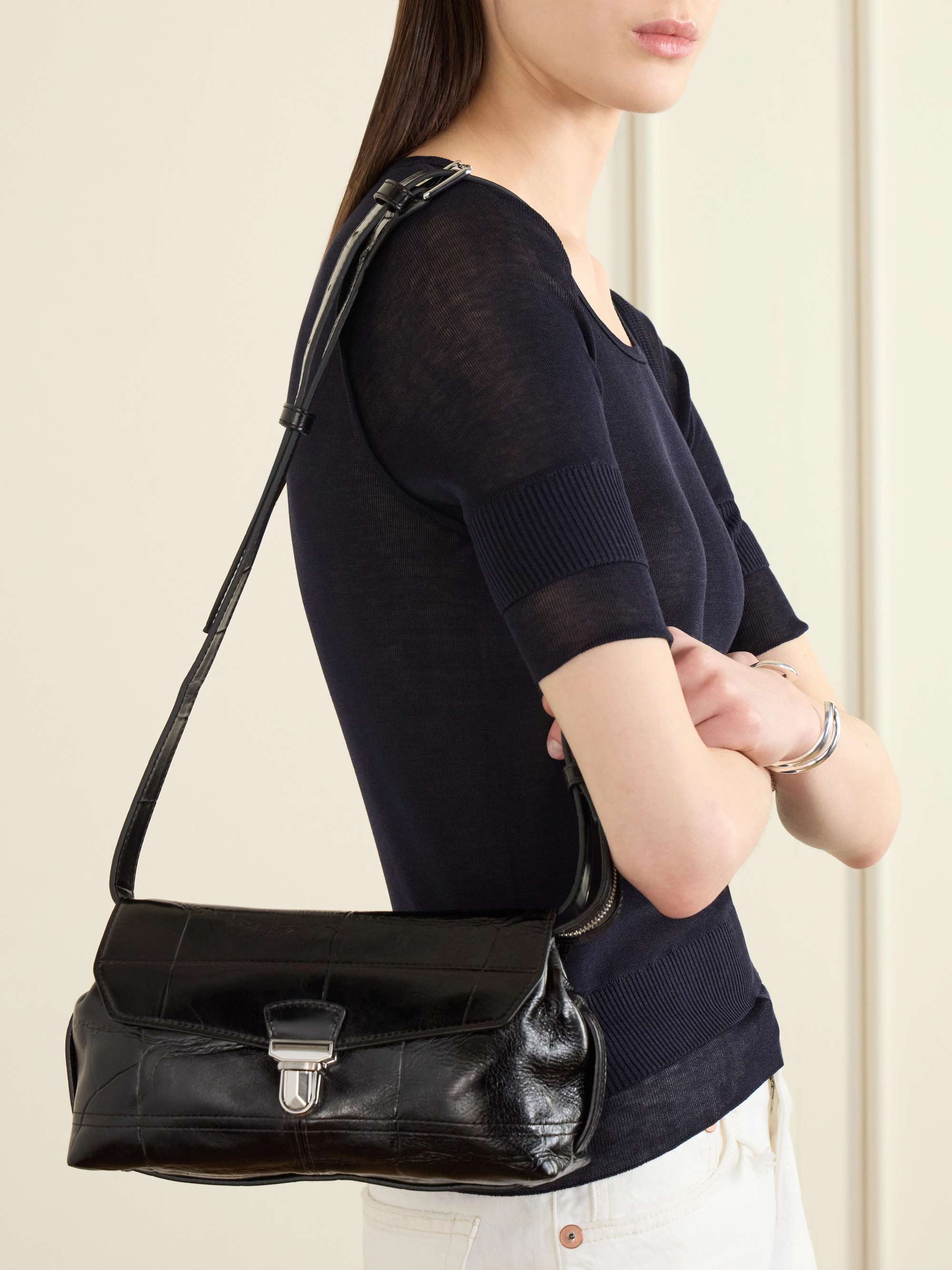LEMAIRE Gear small croc-effect leather shoulder bag | NET-A-PORTER