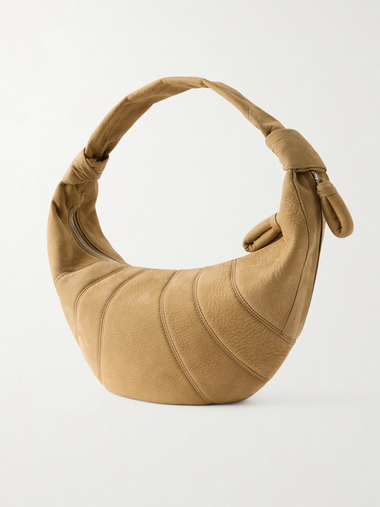 Fortune Croissant Paneled Nubuck Shoulder Bag