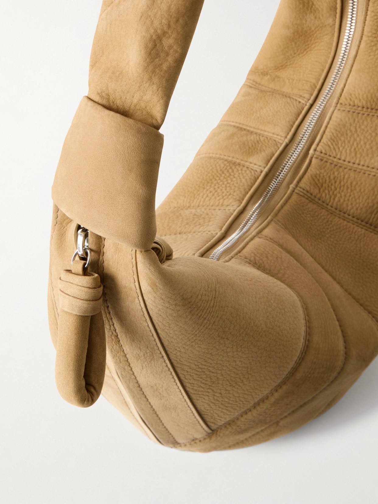 Fortune Croissant Paneled Nubuck Shoulder Bag