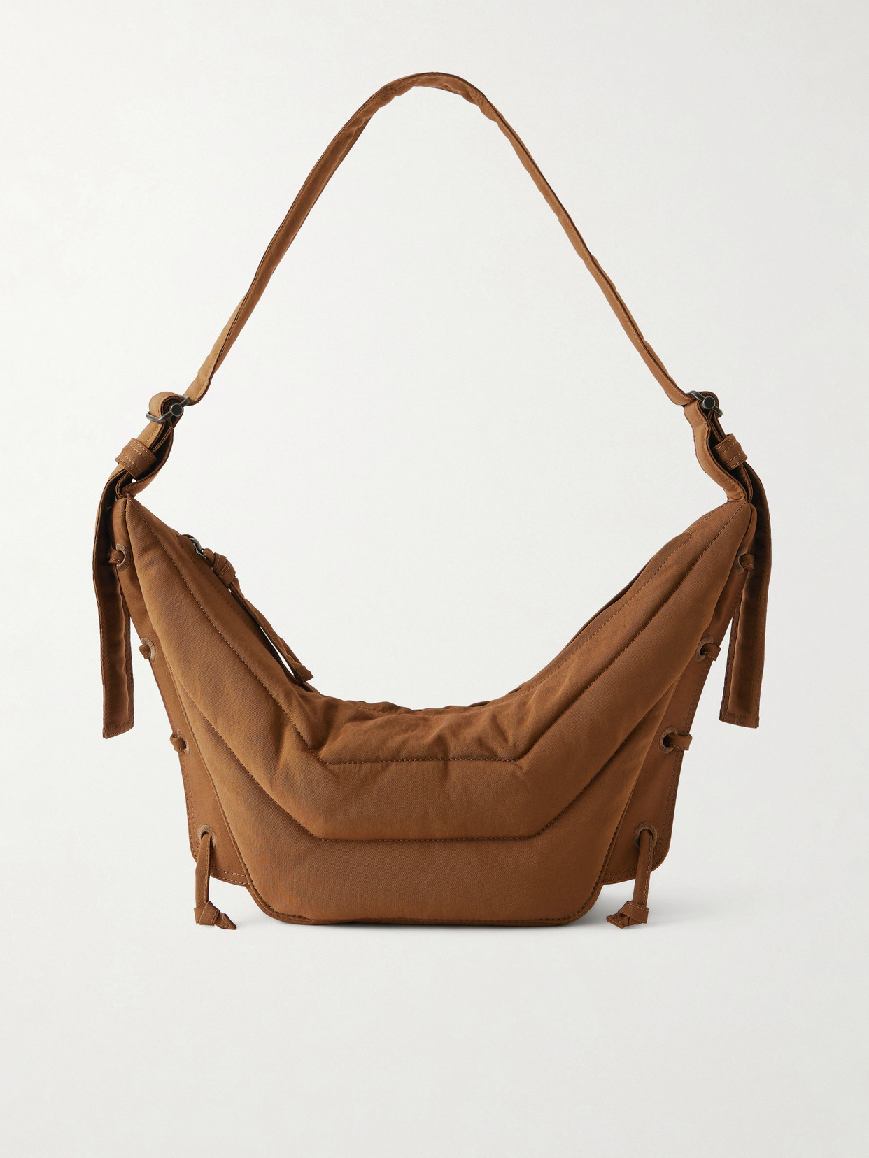 Lemaire Soft Game Small Quilted Canvas Shoulder Bag In Brown