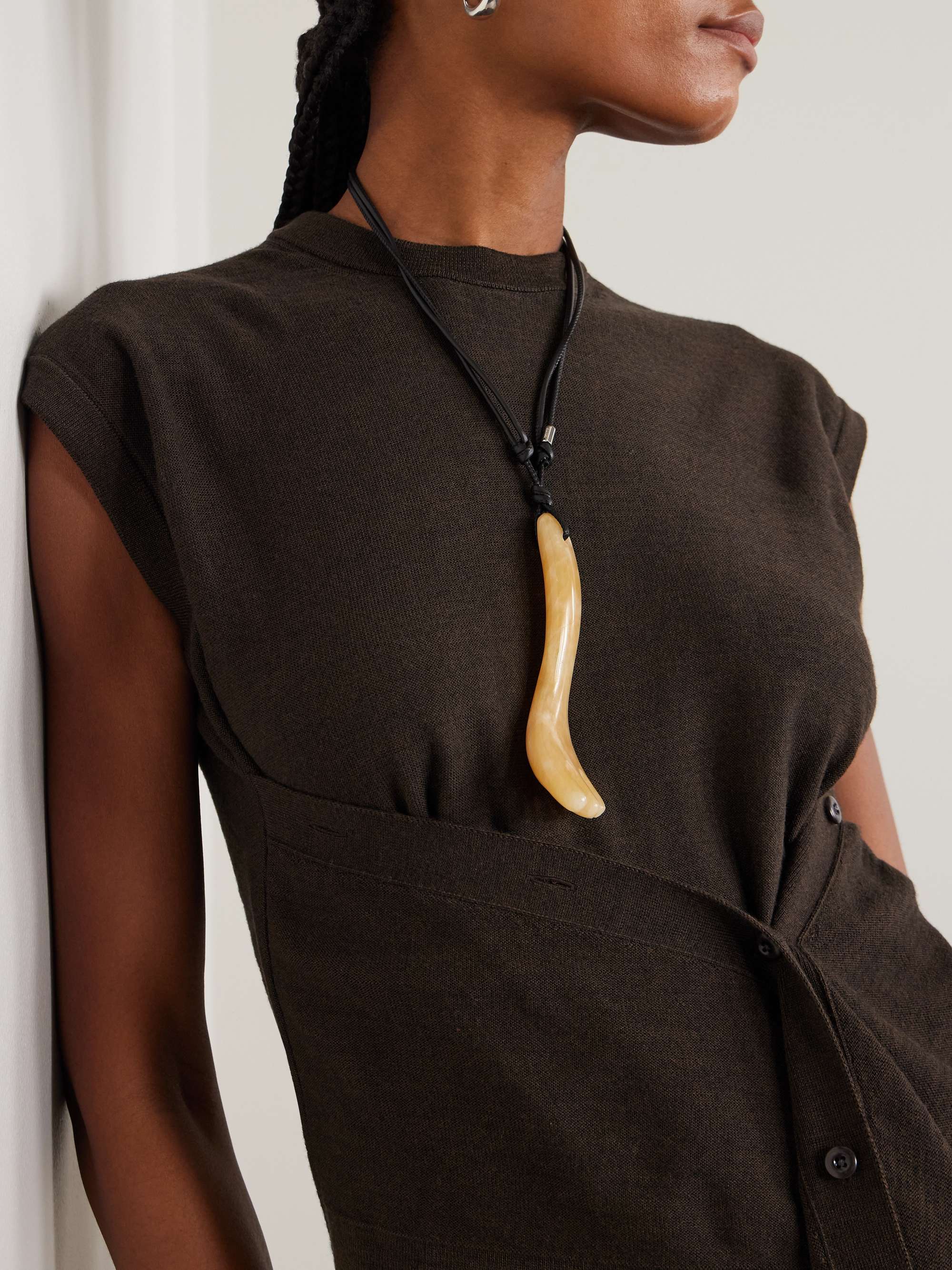 LEMAIRE Gua Sha Fork aragonite cord necklace | NET-A-PORTER