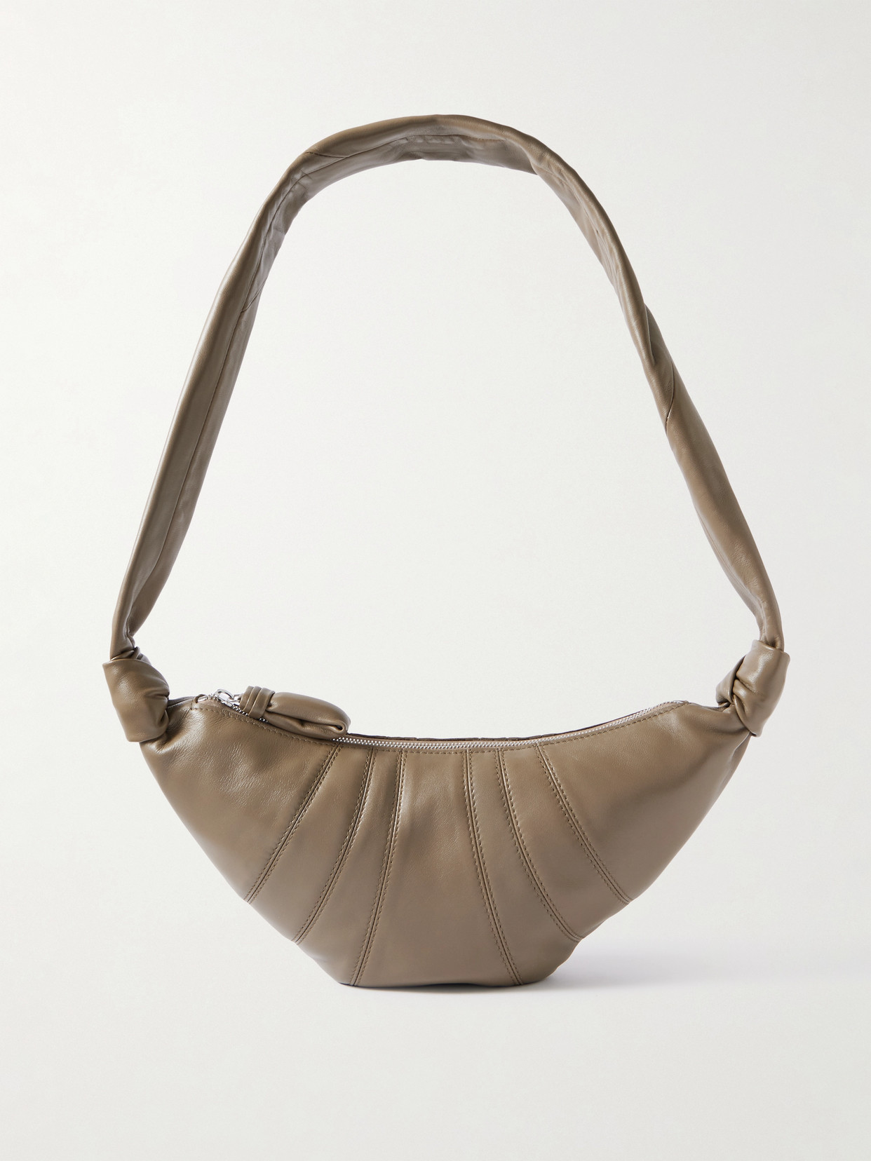 Lemaire Croissant Small Paneled Leather Shoulder Bag In Green