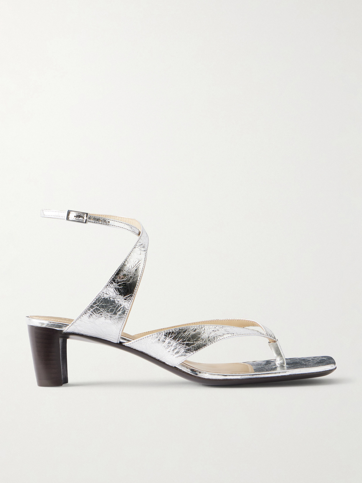 Lemaire Tong 50 Metallic-leather Sandals In Silver