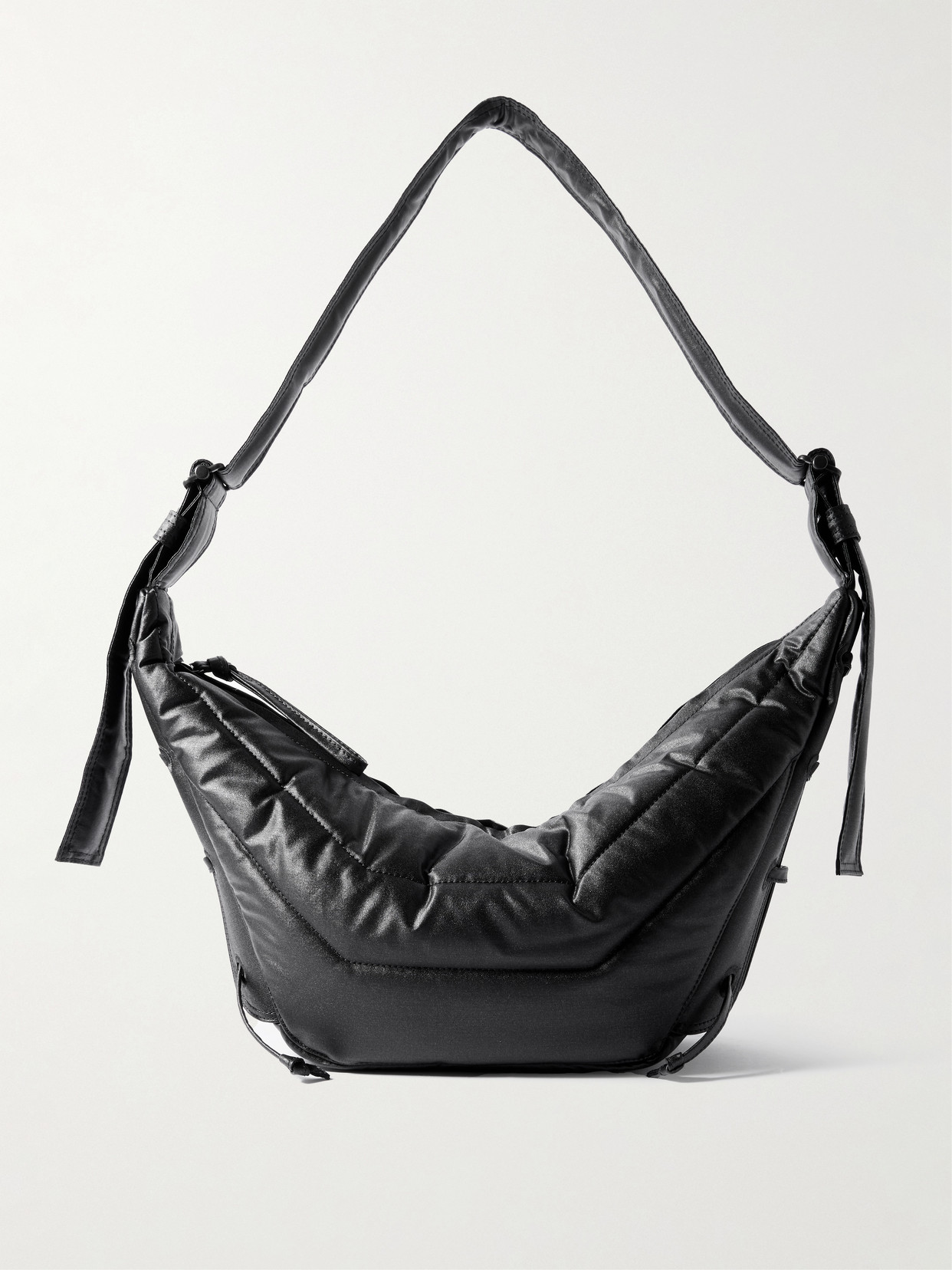 Lemaire Soft Game Small Quilted Coated-cotton Shoulder Bag In Black