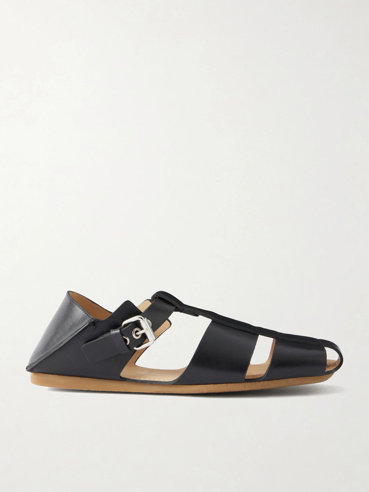 Lemaire Fisherman Leather Sandals In Black