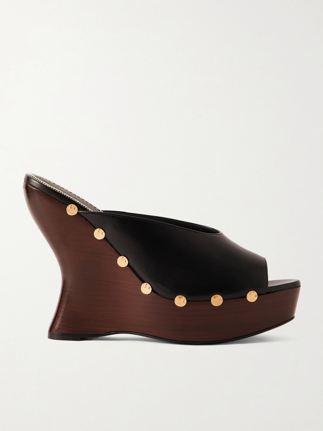 Magda Butrym Studded Leather Wedge Mules In Black