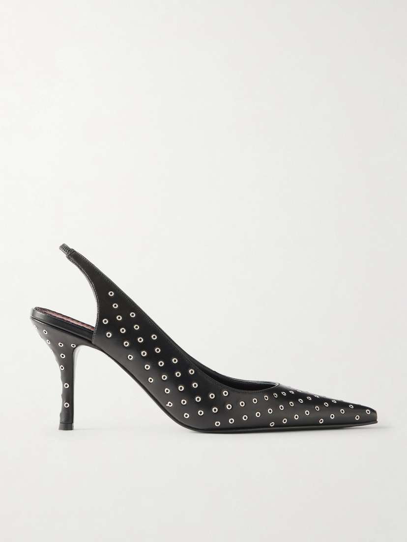Magda Butrym Eyelet-embellished Leather Slingback Pumps