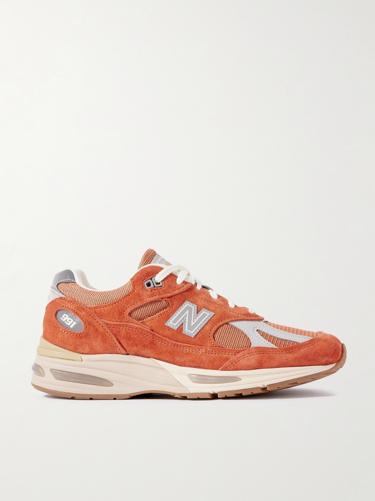 New Balance - 991 Leather- And Suede-trimmed And Mesh Sneakers - Orange