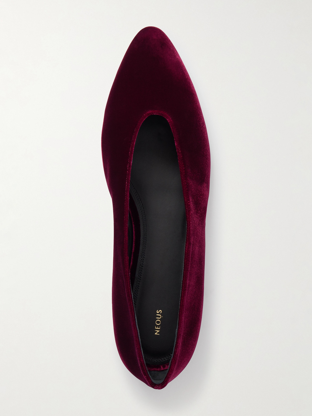 Neous Beid Velvet Ballet Flats In Burgundy
