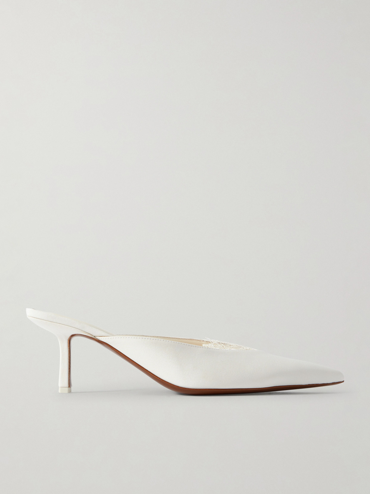 Neous Matar Lace-trimmed Crepe Mules In White