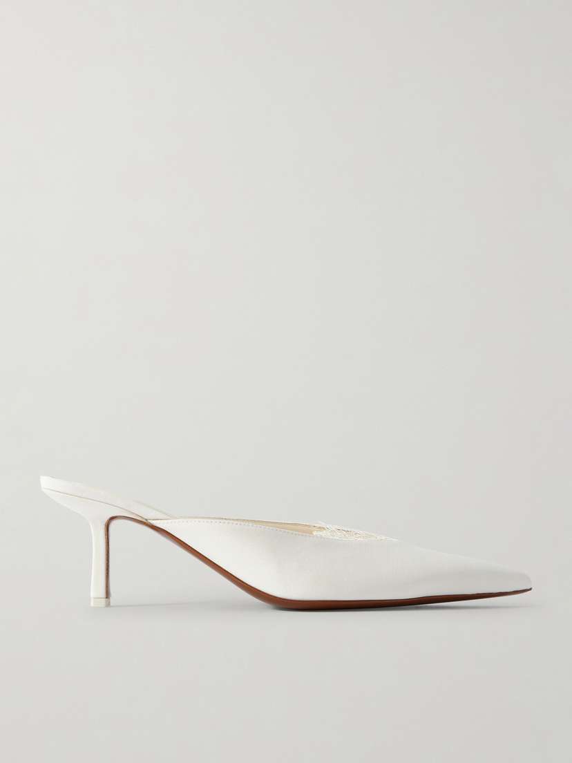 NEOUS Matar Lace-trimmed Crepe Mules