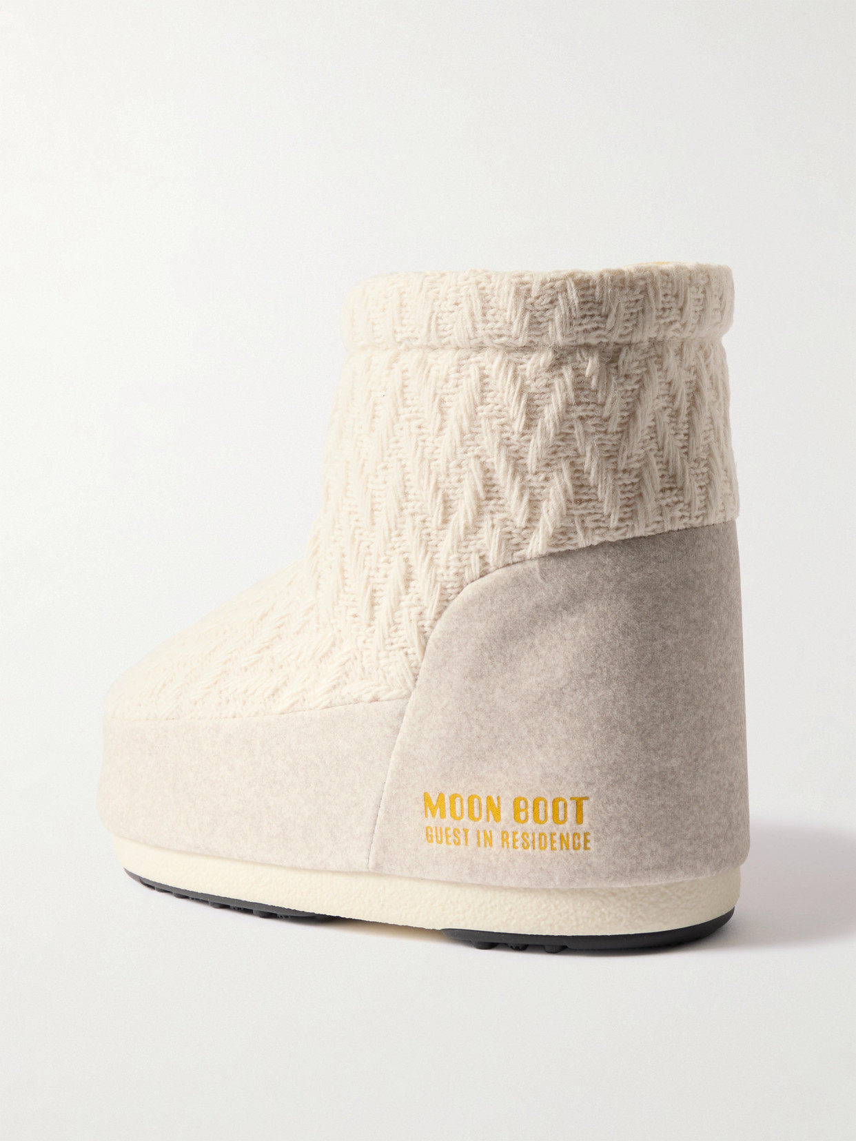 Moon Boot + Guest In Residence Icon Low Felt-trimmed Knitted Snow Boots In White