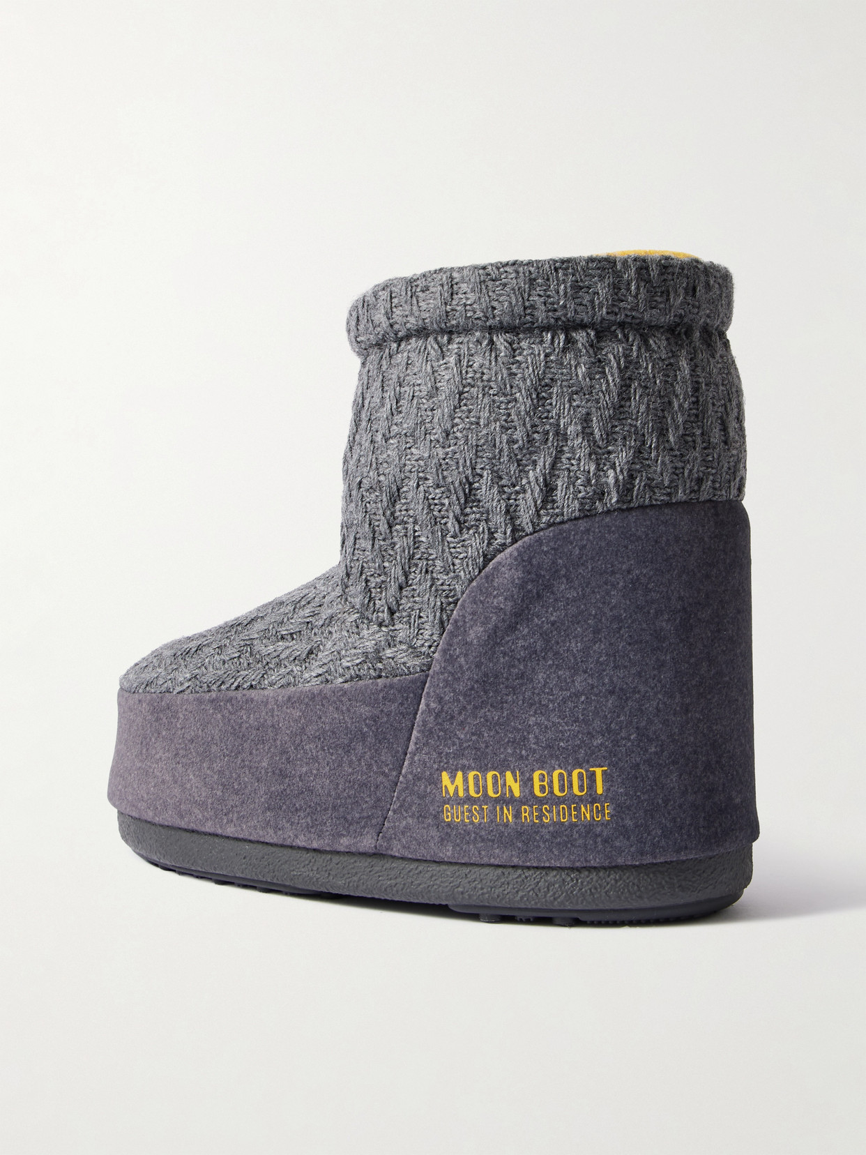 Moon Boot + Guest In Residence Icon Low Felt-trimmed Knitted Snow Boots In Gray