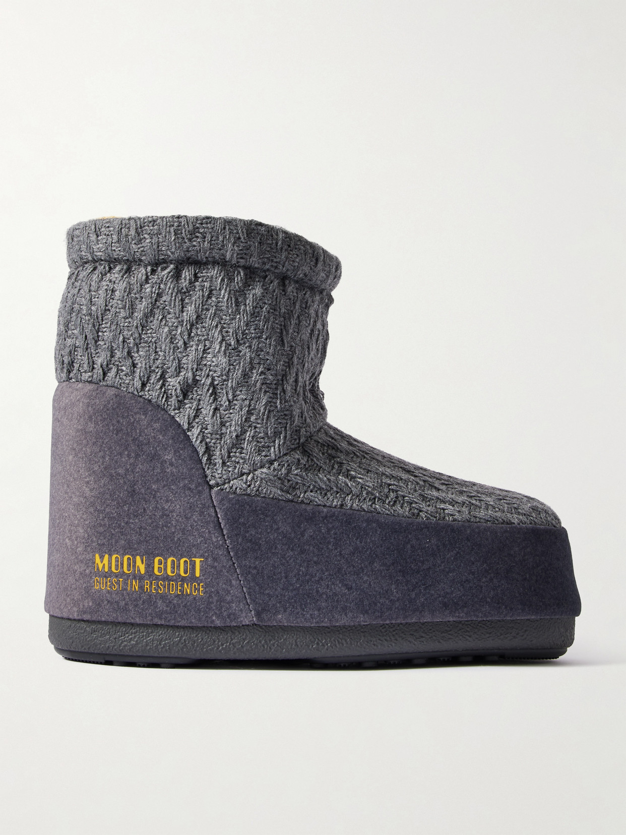 Moon Boot + Guest In Residence Icon Low Felt-trimmed Knitted Snow Boots In Gray