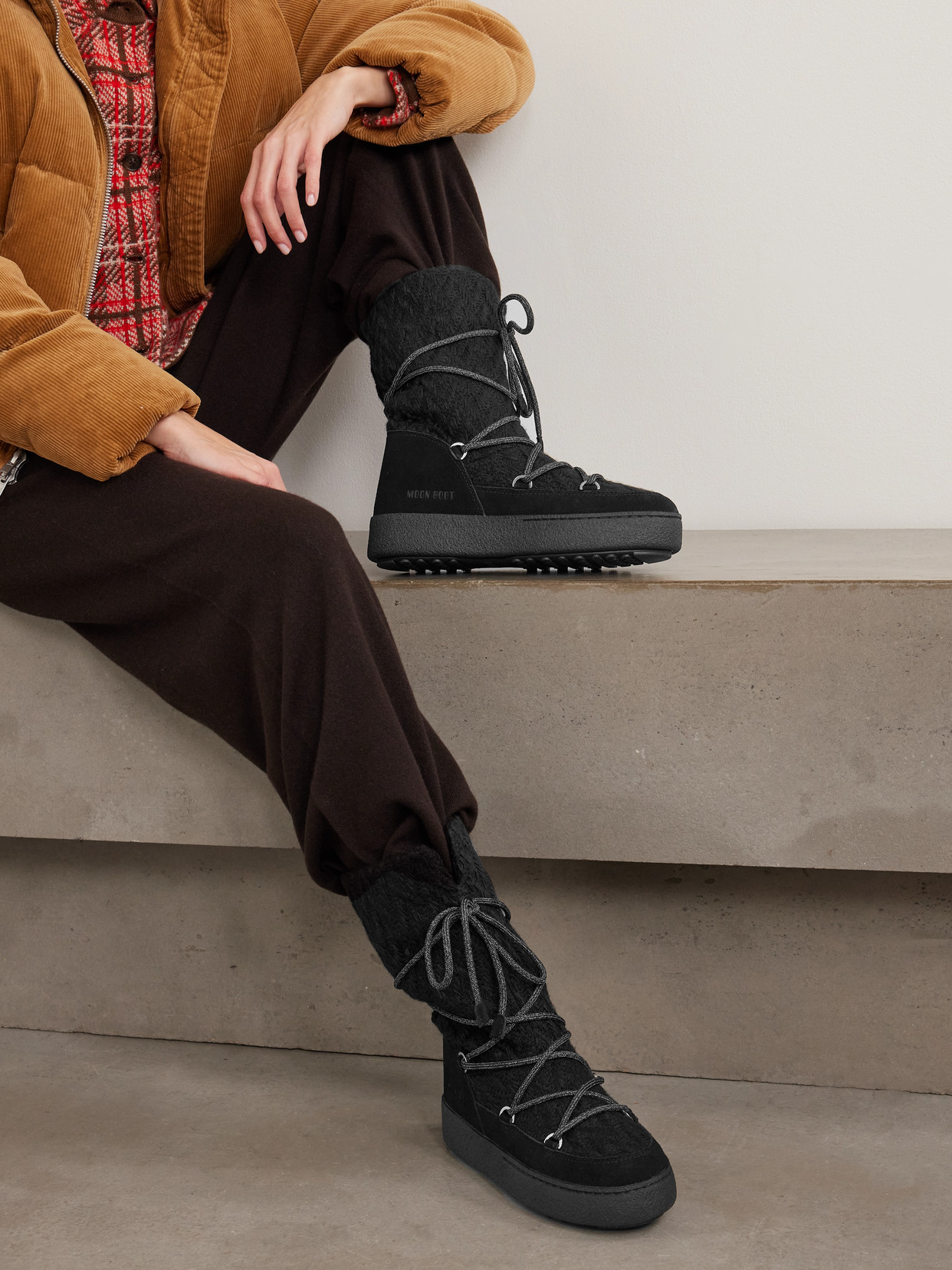 + Guest In Residence Ltrack Suede-Trimmed Knitted Snow Boots