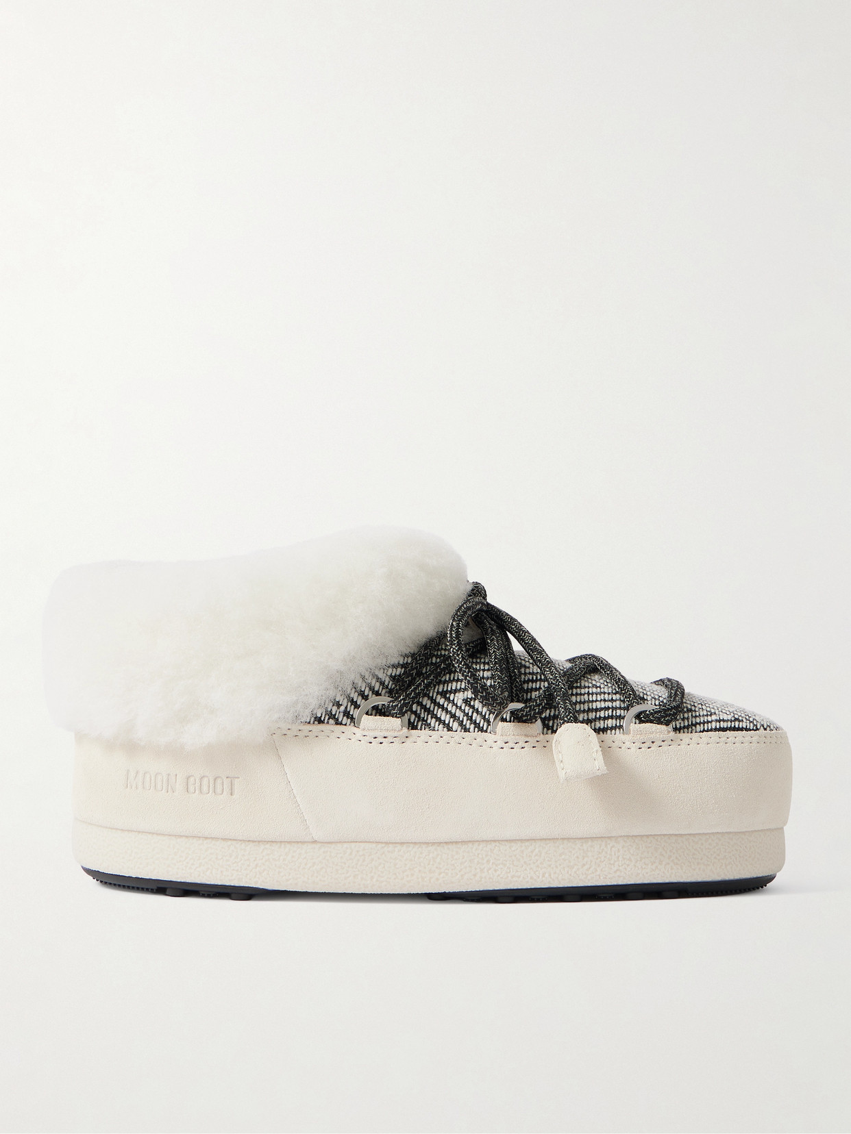 Moon Boot + Guest In Residence Evx Chalet Woven And Suede Mules In White