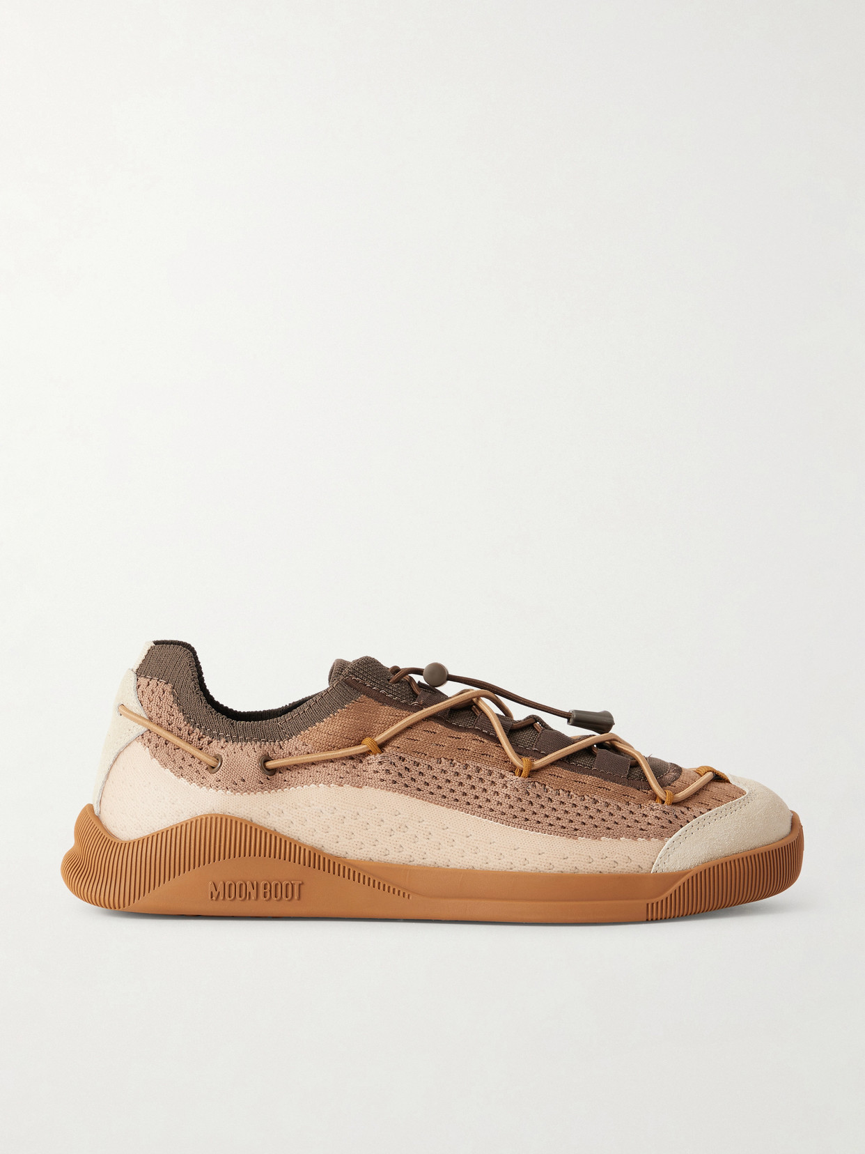 Moon Boot Moonlight Suede-trimmed Mesh Sneakers In Neutral