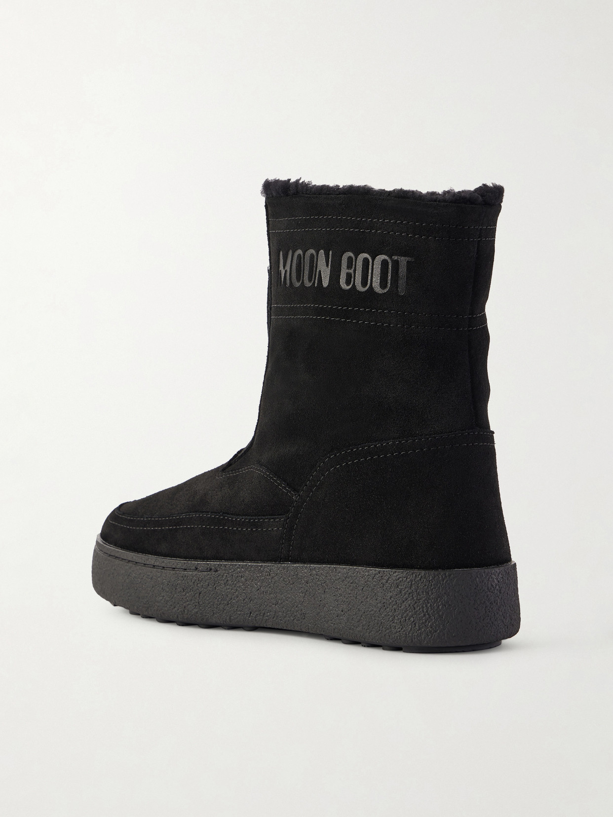 Moon Boot Ltrack Lara Zip-front Shearling Boots In Black