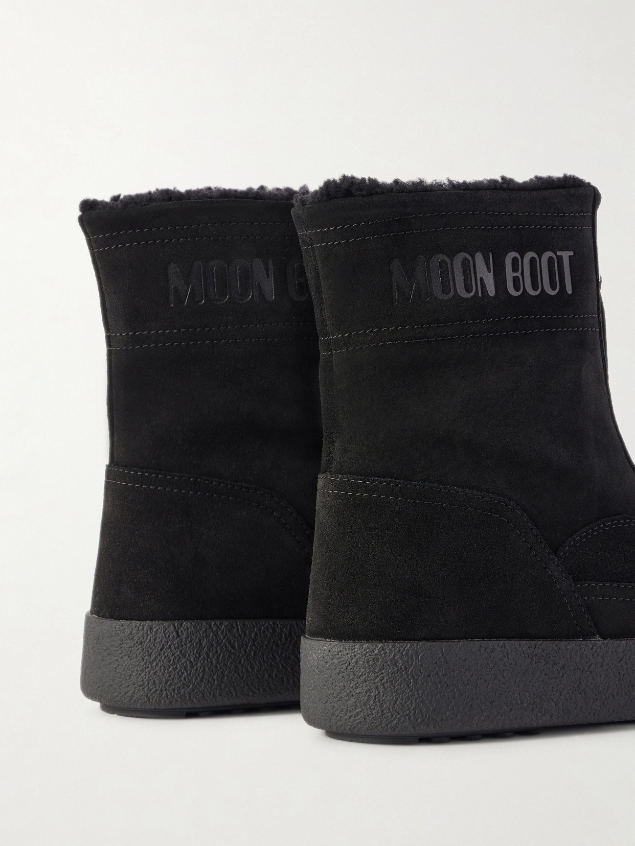 Moon Boot Ltrack Lara Zip-front Shearling Boots In Black