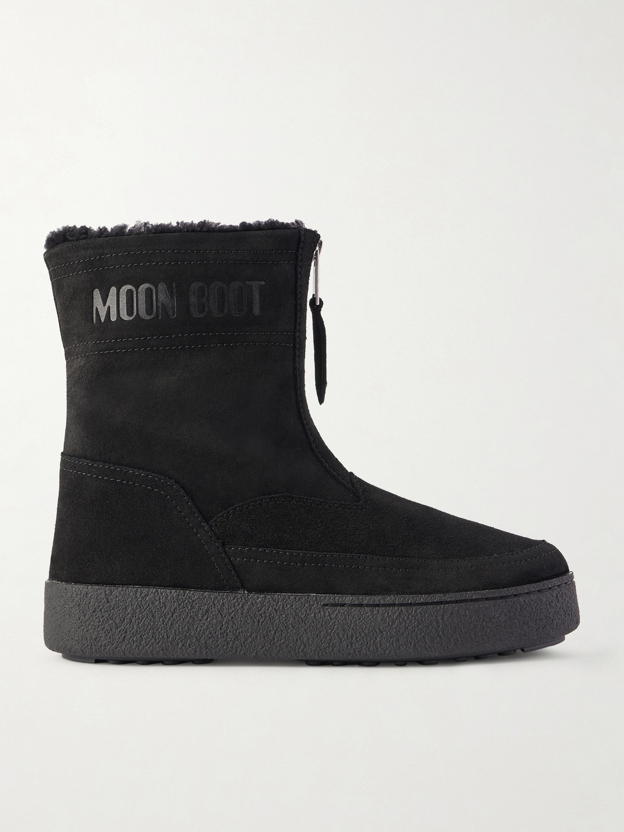 Moon Boot Lara Suede And Shearling Ankle Boots In Black