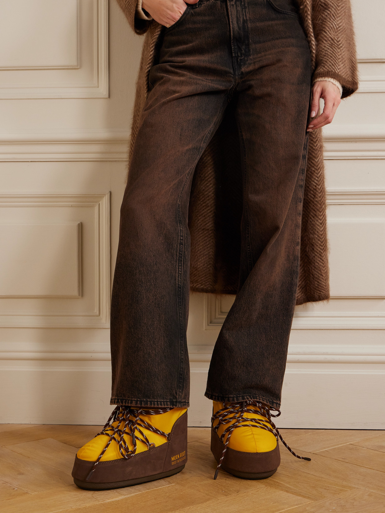 Moon Boot Brown Two-tone Low Ankle Boots In Brown