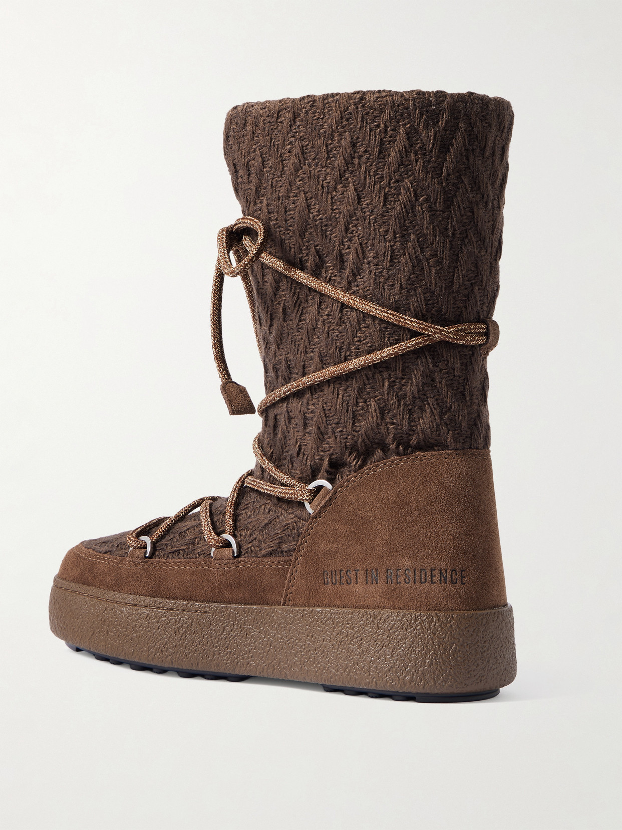 Moon Boot Knit Mini Boots With Non-slip Sole For Women In Brown