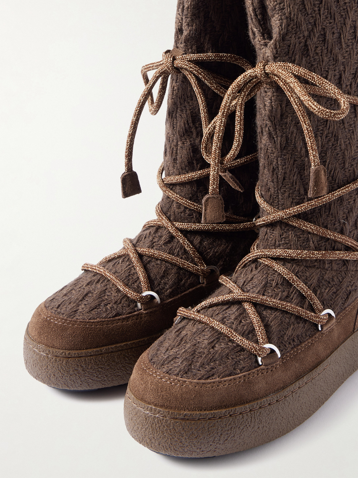 Moon Boot Knit Mini Boots With Non-slip Sole For Women In Brown